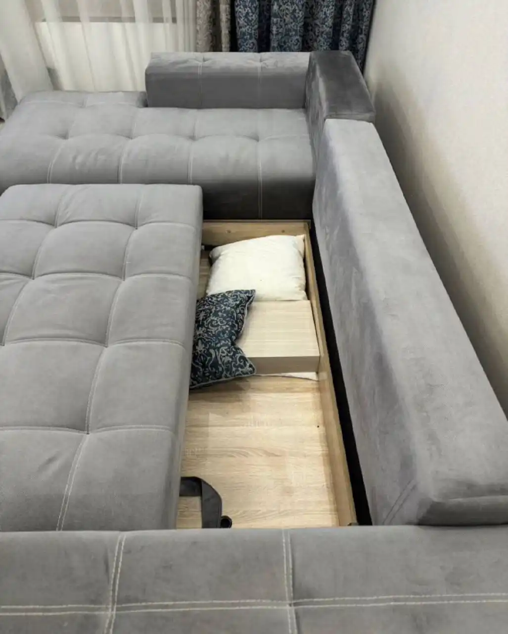 Продается угловой диван серого цвета с левым углом - Мебель (Барахолка) в Чита