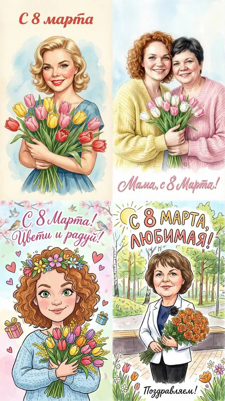 Открытки на 8 марта по вашим фото - Дизайн (Услуги) в Тюмень