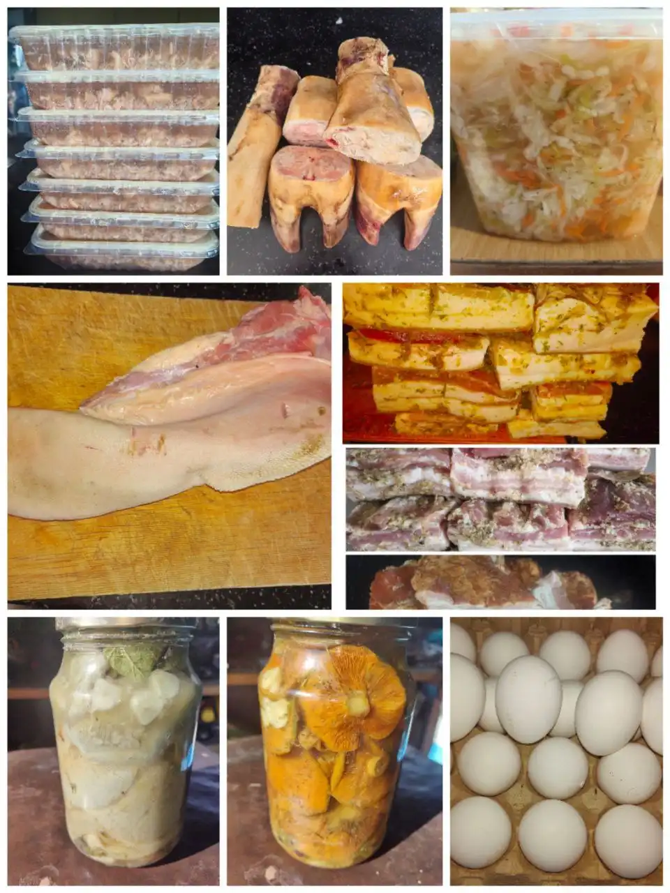 Продукты питания: мясо, грибы, консервация, яйца