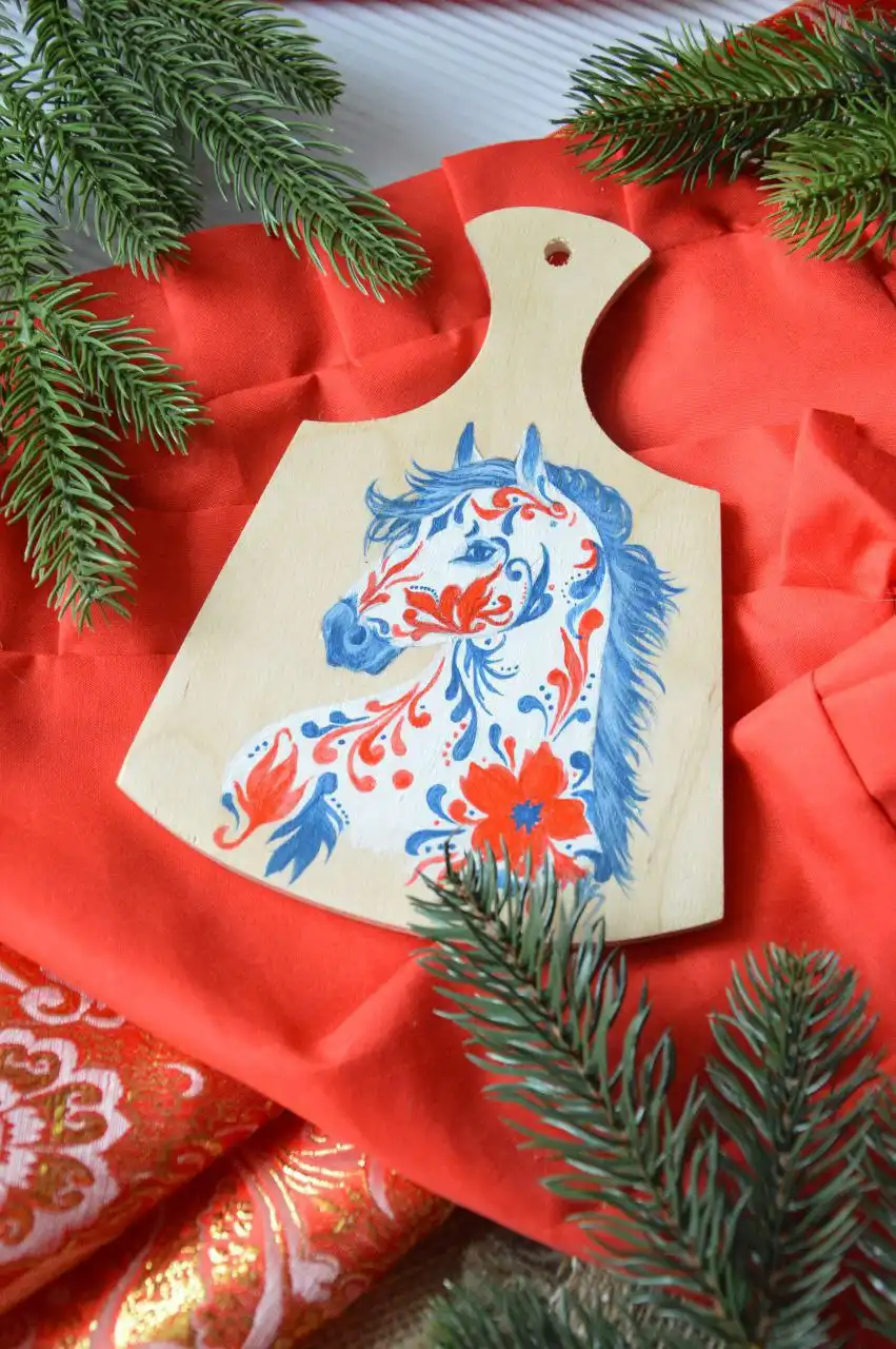 Картина на спиле и деревянная мини-досточка с росписью