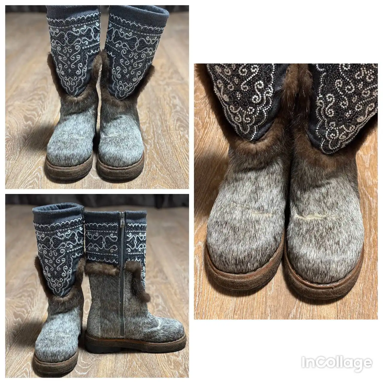 Продам красивые унты из камуса коня с бисером