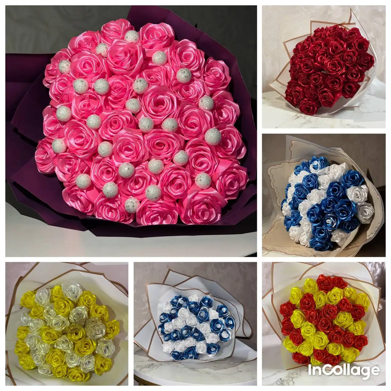 Букеты роз из атласных лент на заказ