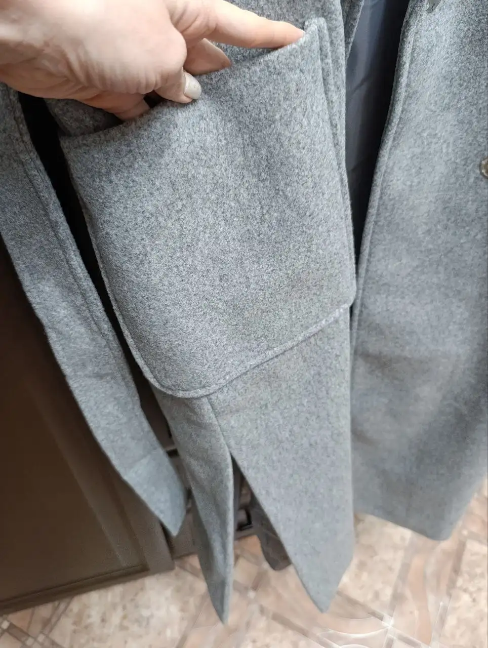 Женское демисезонное пальто серого цвета размер L - Верхняя одежда (Одежда) в Ангарск