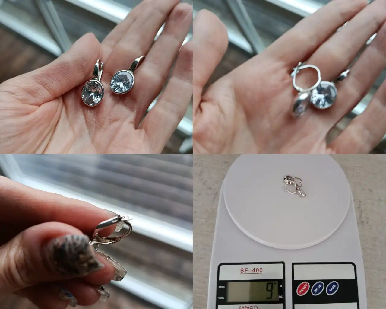 Серебряные серьги с горным хрусталем 925 проба