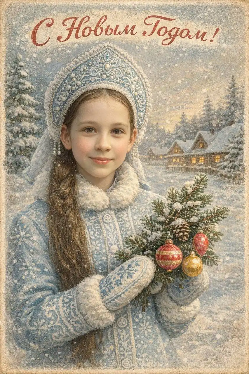 Открытка в стиле советского союза с изображением