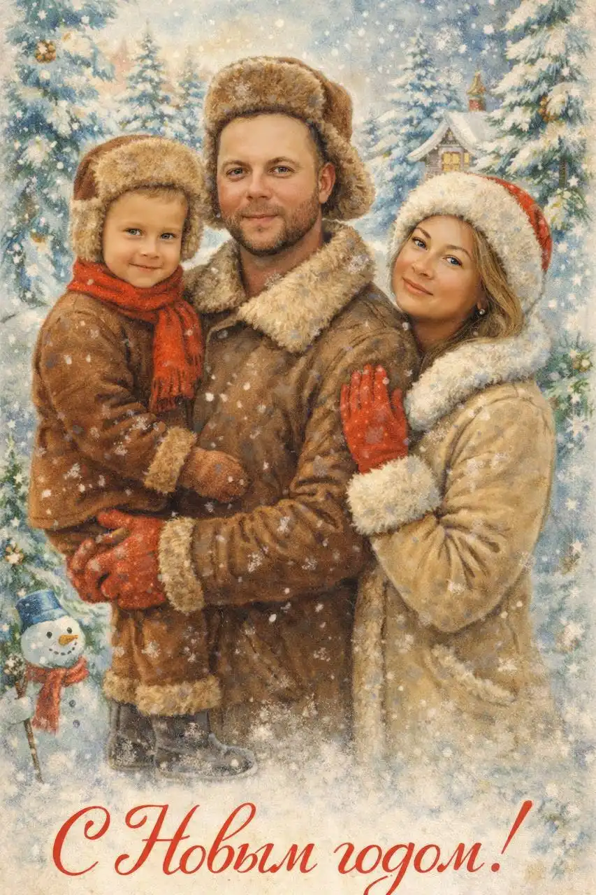 Открытка в стиле советского союза с изображением