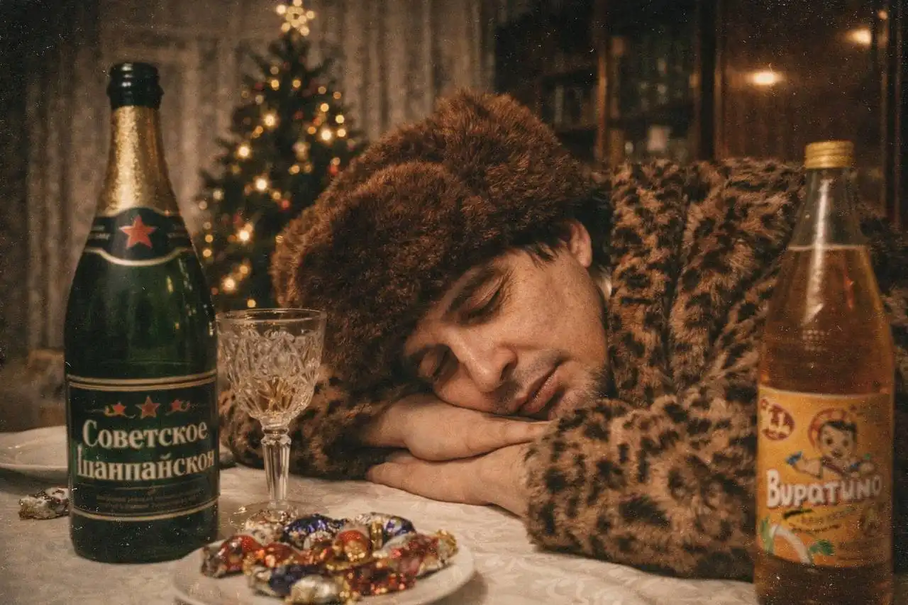 Открытка в стиле советского союза с изображением