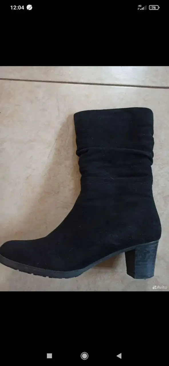 Б/у сапоги размер 37, натуральный замш и мех, Польша - Обувь (Одежда) в Белгород