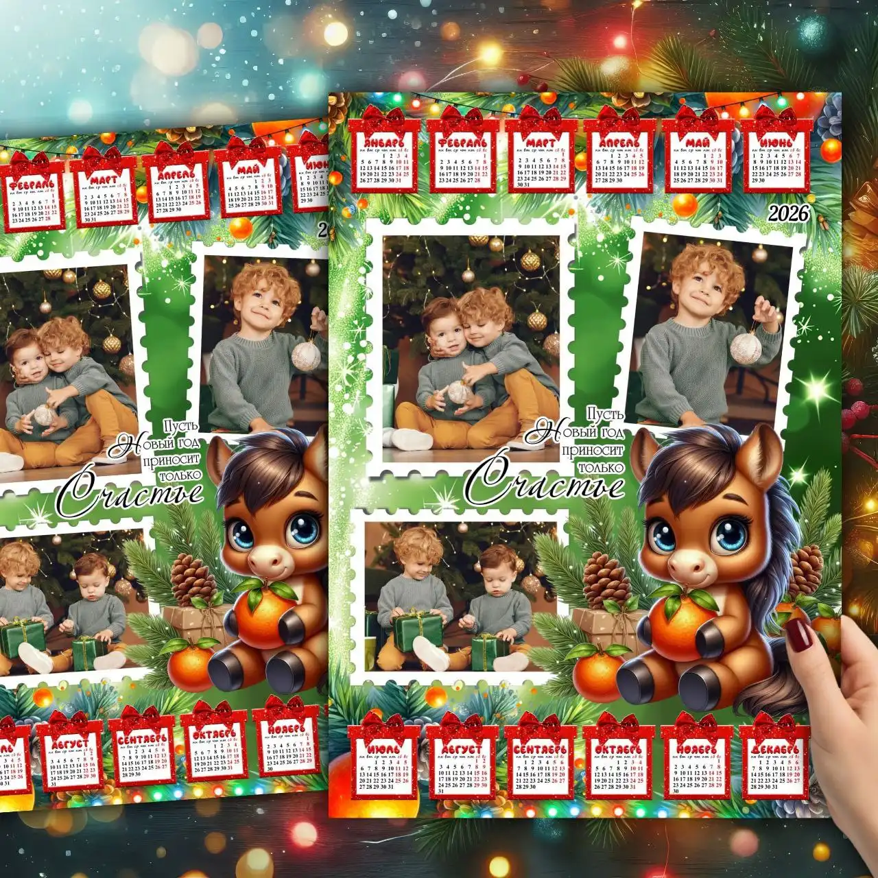 Новогодние календари на 2026 год с фотографиями