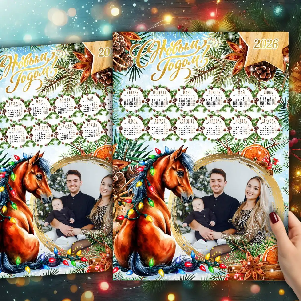 Новогодние календари на 2026 год с фотографиями