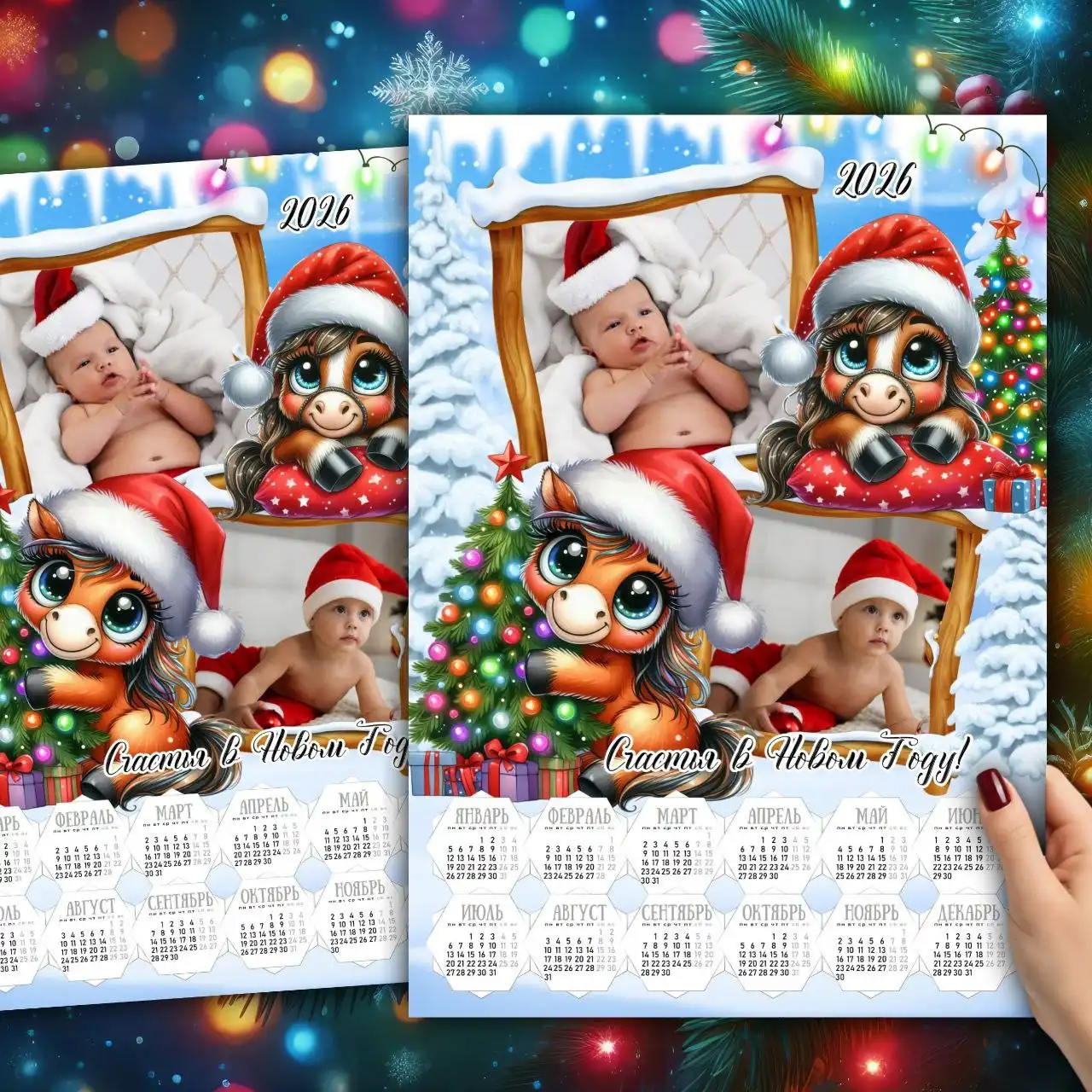 Новогодние календари на 2026 год с фотографиями