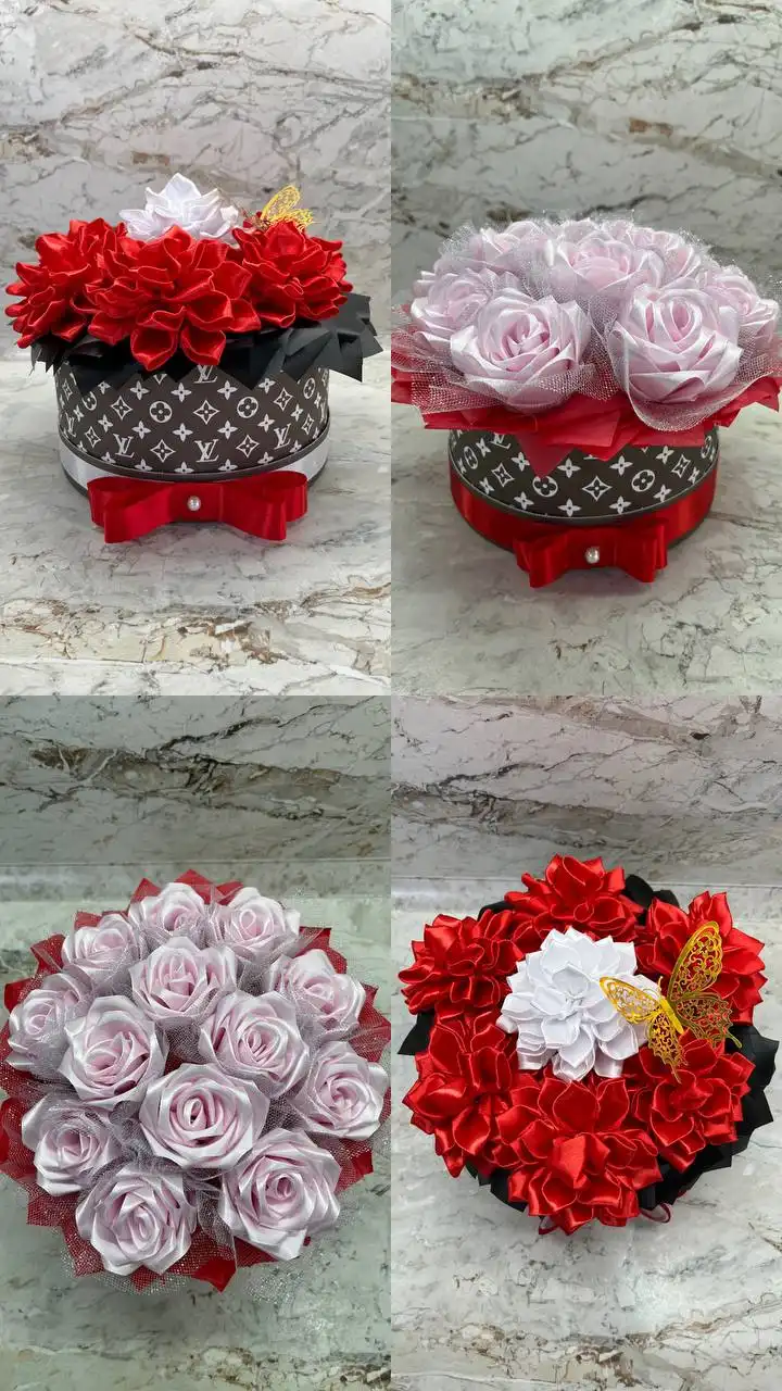 Букеты из атласных лент ручной работы