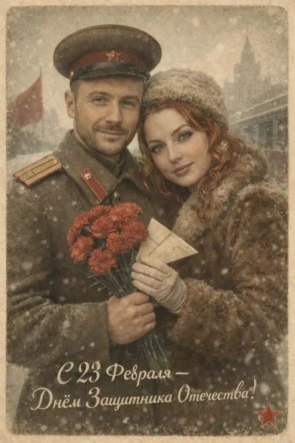 Создание винтажных открыток к 23 февраля - Творческие услуги в Сургут