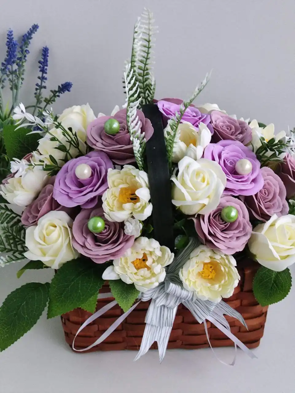 Букет мыльных чайных роз в берестяной корзине - Рукоделие/Хендмейд (Барахолка) в Ульяновск