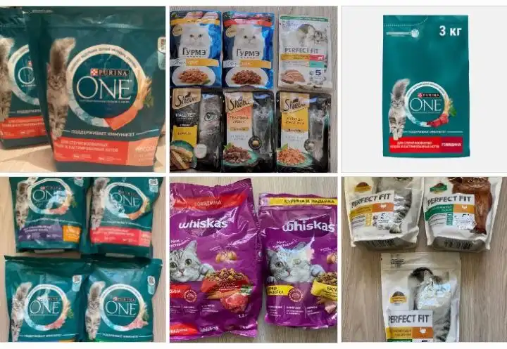 Корм для кошек и собак Purina, Whiskas, Perfect