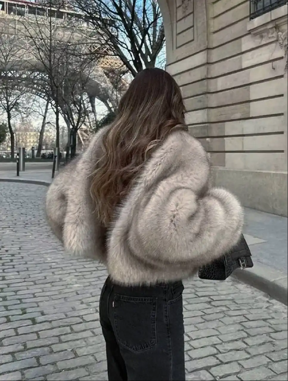 Pinterest кроп-шуба серая