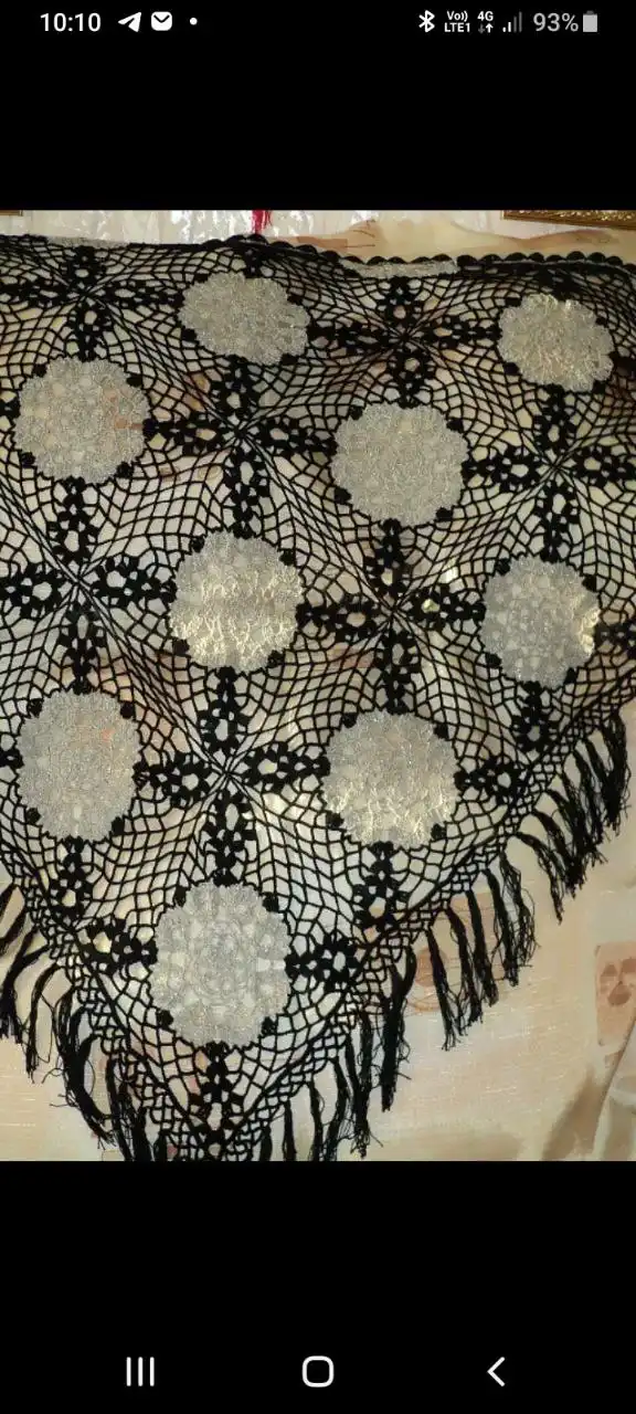 Ажурная шаль ручной работы из хлопка