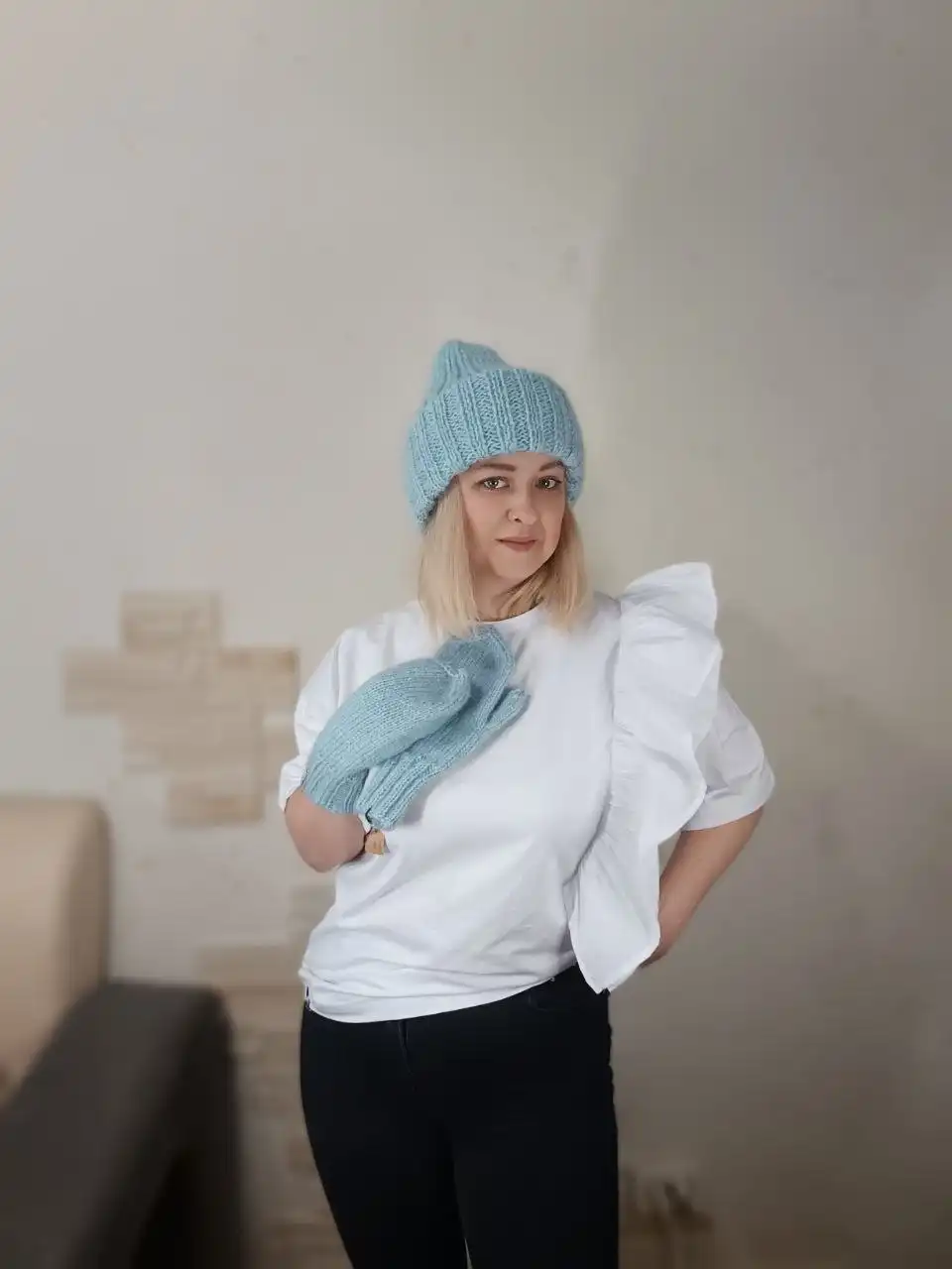 Мохеровые шапочки на заказ