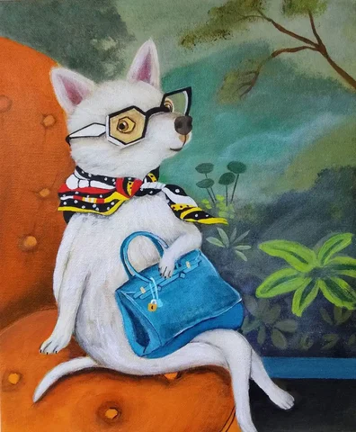 Картина Собачка на холсте - Велосипеды в Самара