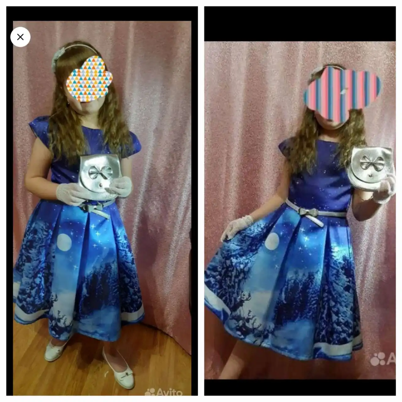 Платье новогоднее 'Зимняя ночь' для девочки 5-7 лет с аксессуарами