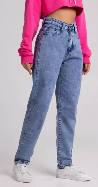 Утепленные джинсы мом с высокой посадкой, размер 30 - Футболки в Саратов