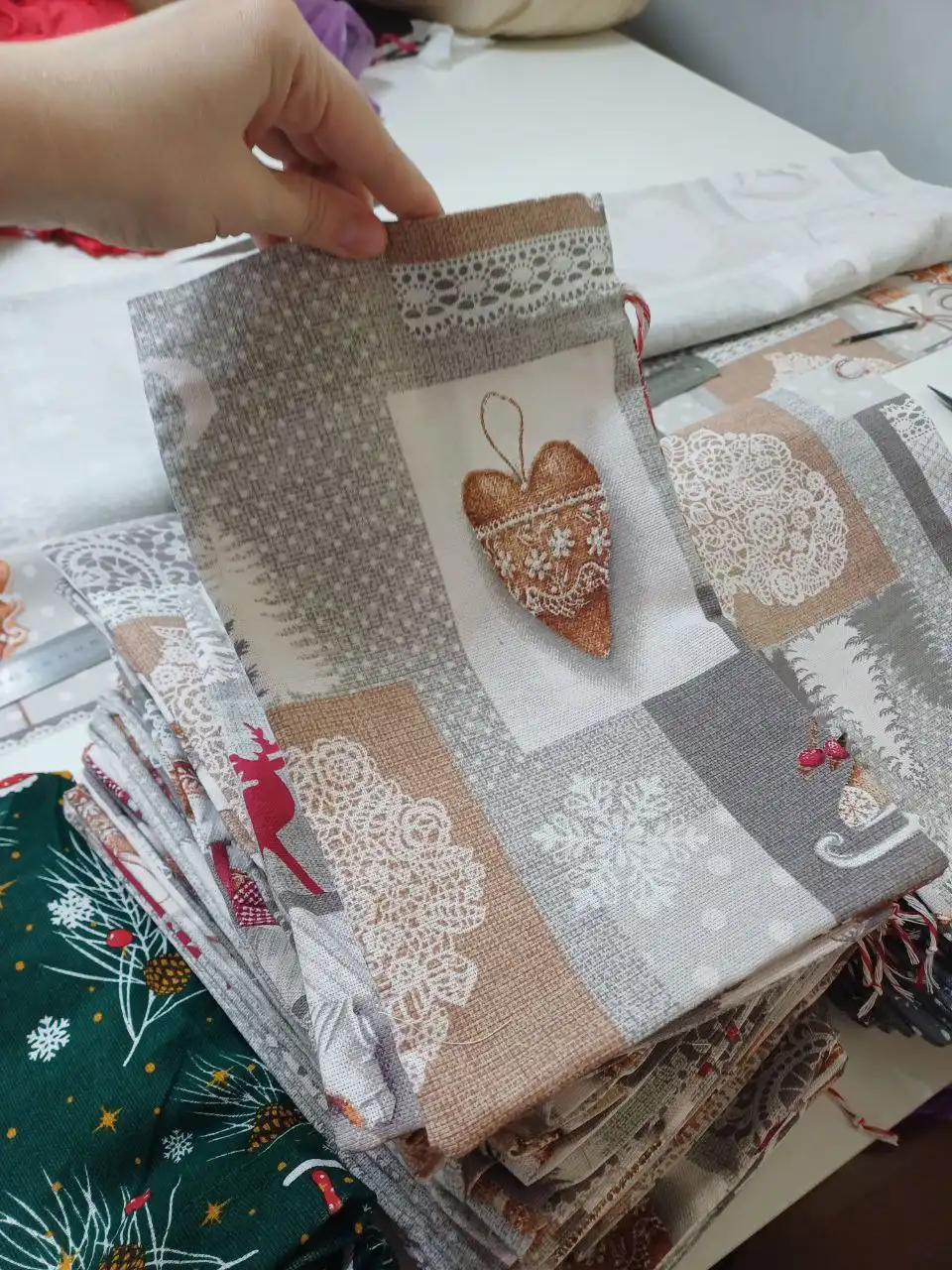 Новогодние мешочки из хлопка