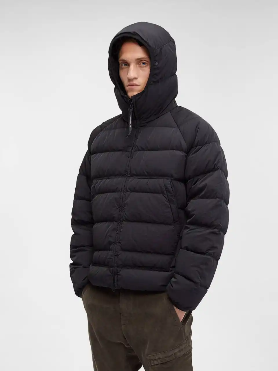 CP Company Garment Dyed Eco Chrome-R Goggle Hooded Down Jacket 'Black'