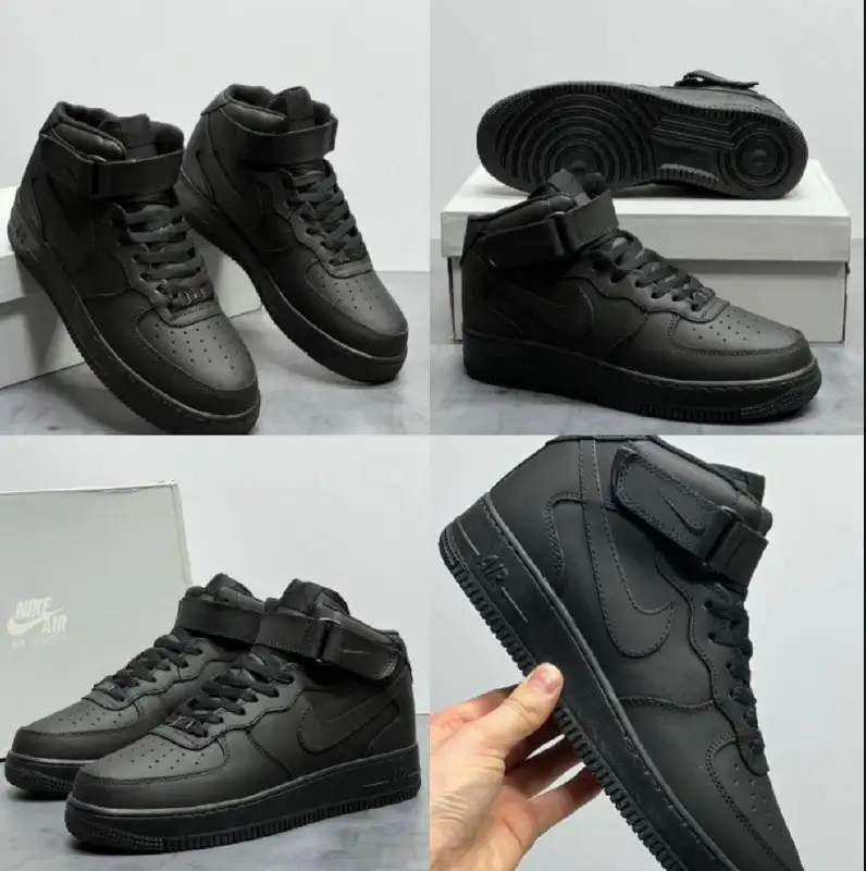 Кроссовки Nike Air Force 1 Mid Black высокие черные - Обувь (Одежда) в Курск