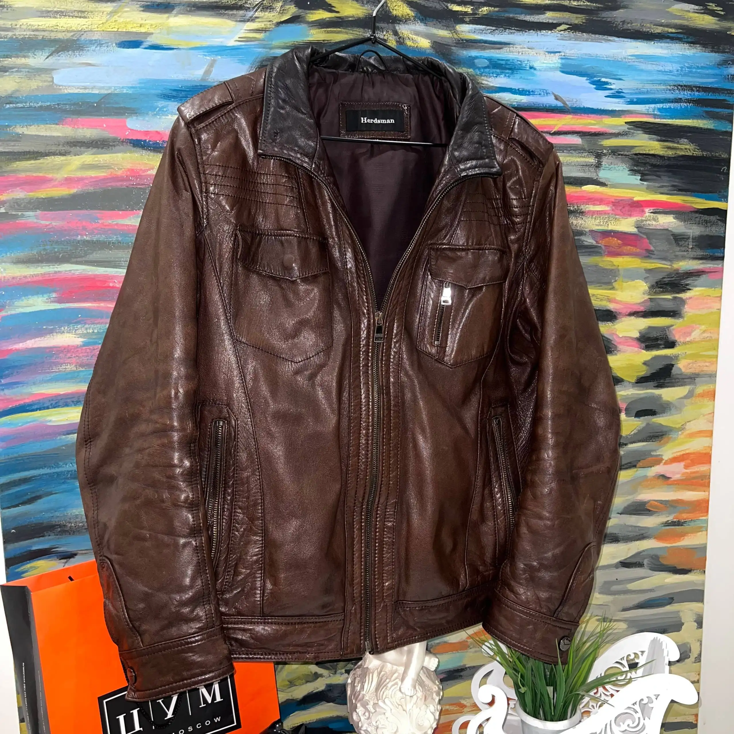 Кожаная куртка Herdsman vintage natural - Верхняя одежда (Одежда) в Курск