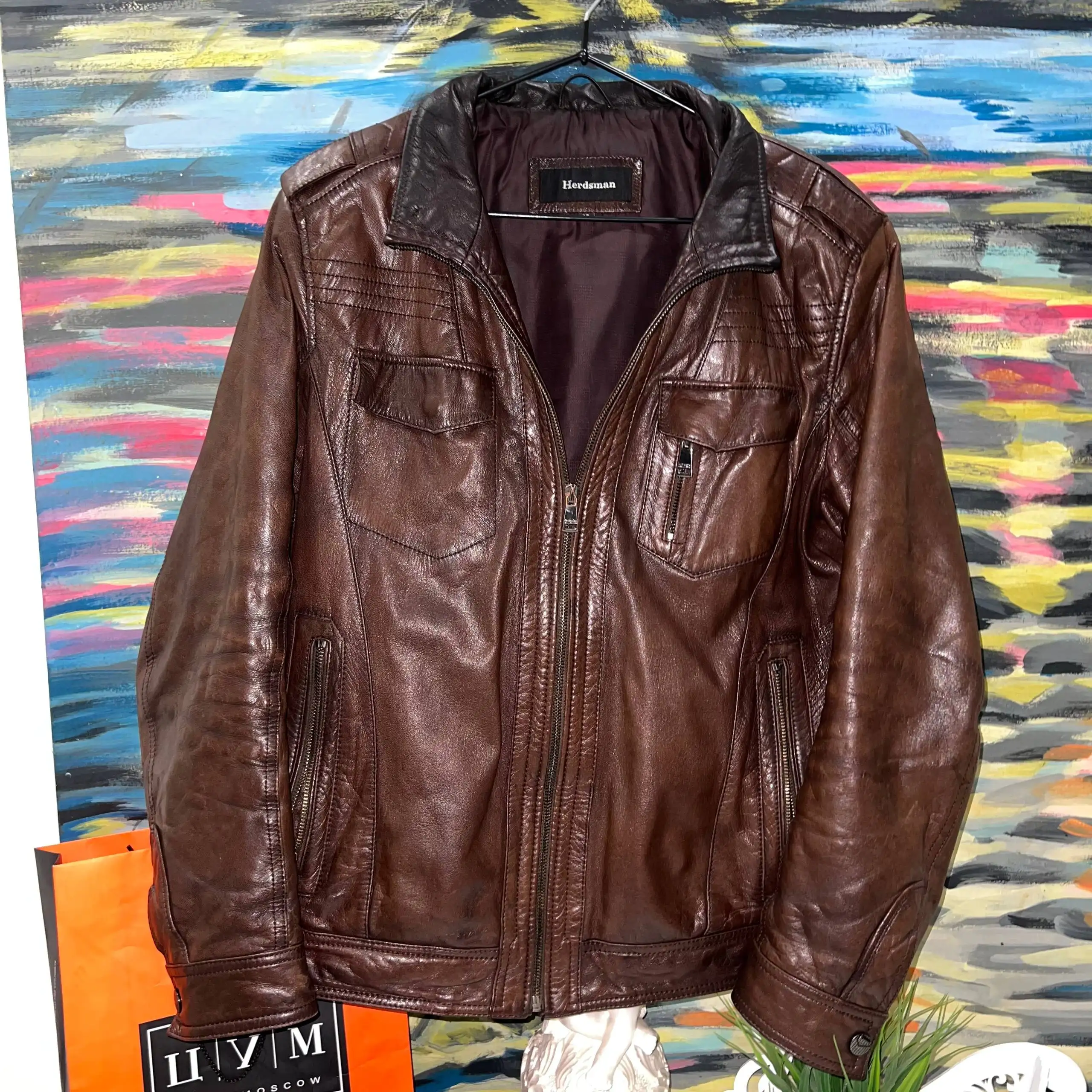 Кожаная куртка Herdsman vintage natural - Верхняя одежда (Одежда) в Курск