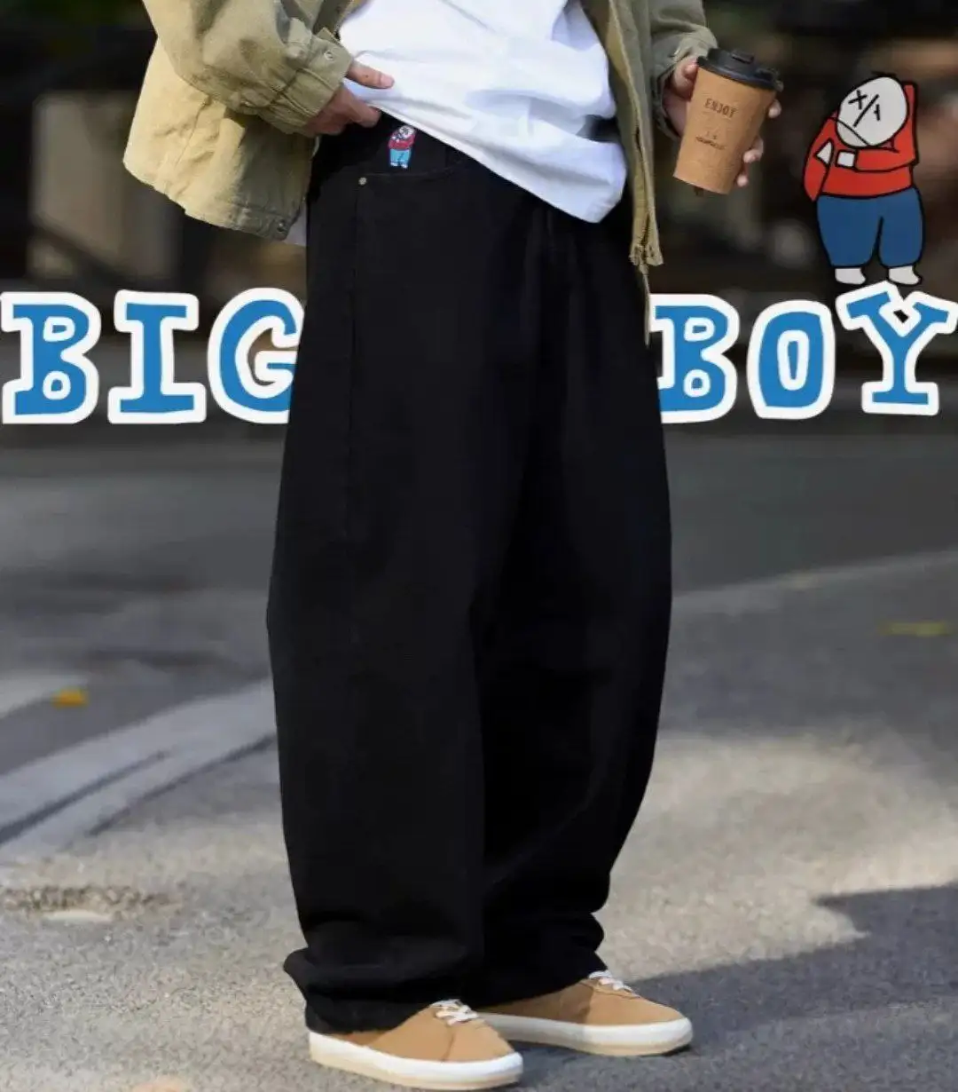 Черные широкие штаны в стиле BIG BOY - Штаны/Брюки (Одежда) в Неизвестно