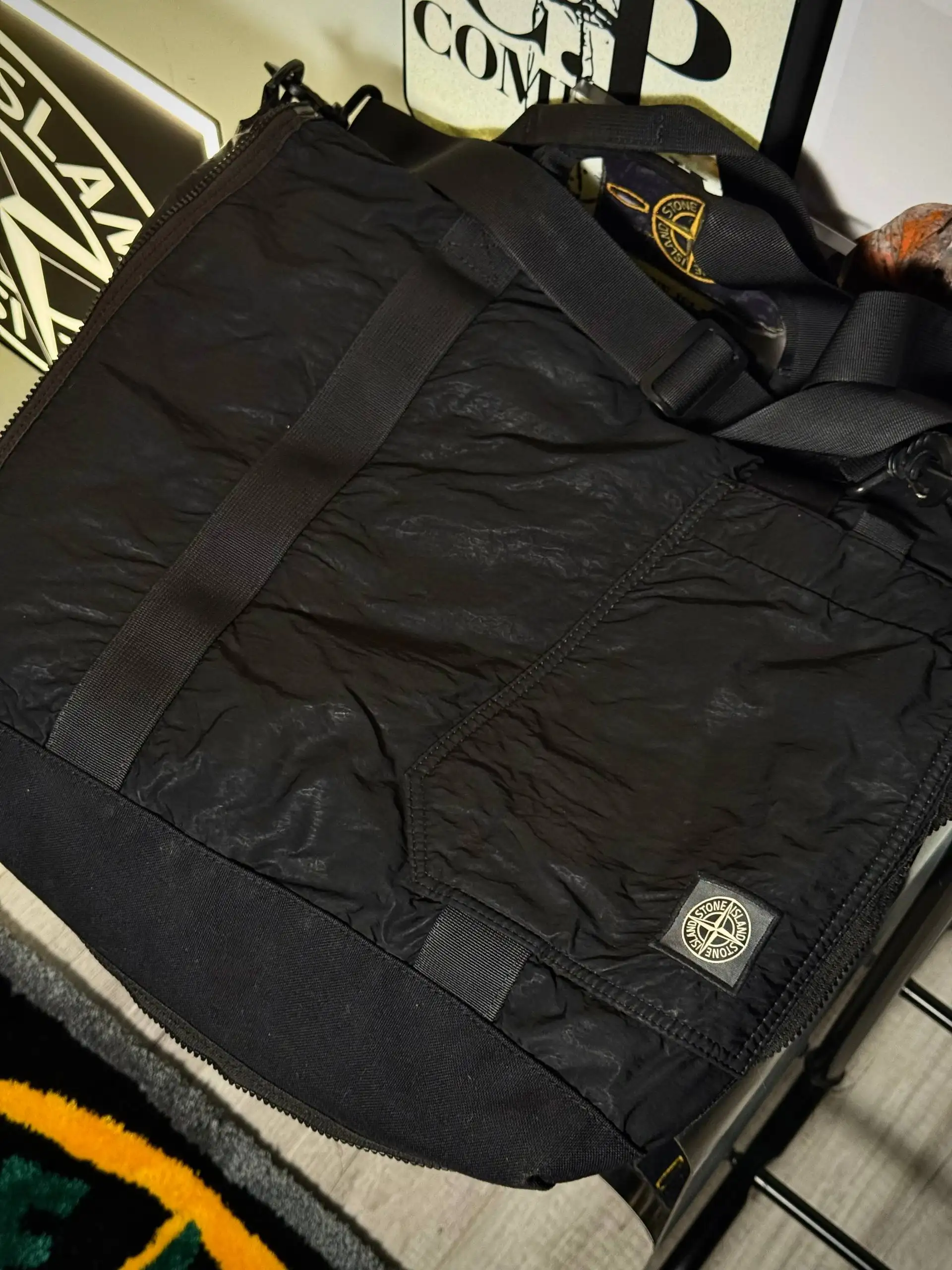 Stone Island Crinkled Nylon Satin Black Medium Tote - Сумки (Одежда) в Санкт-Петербург