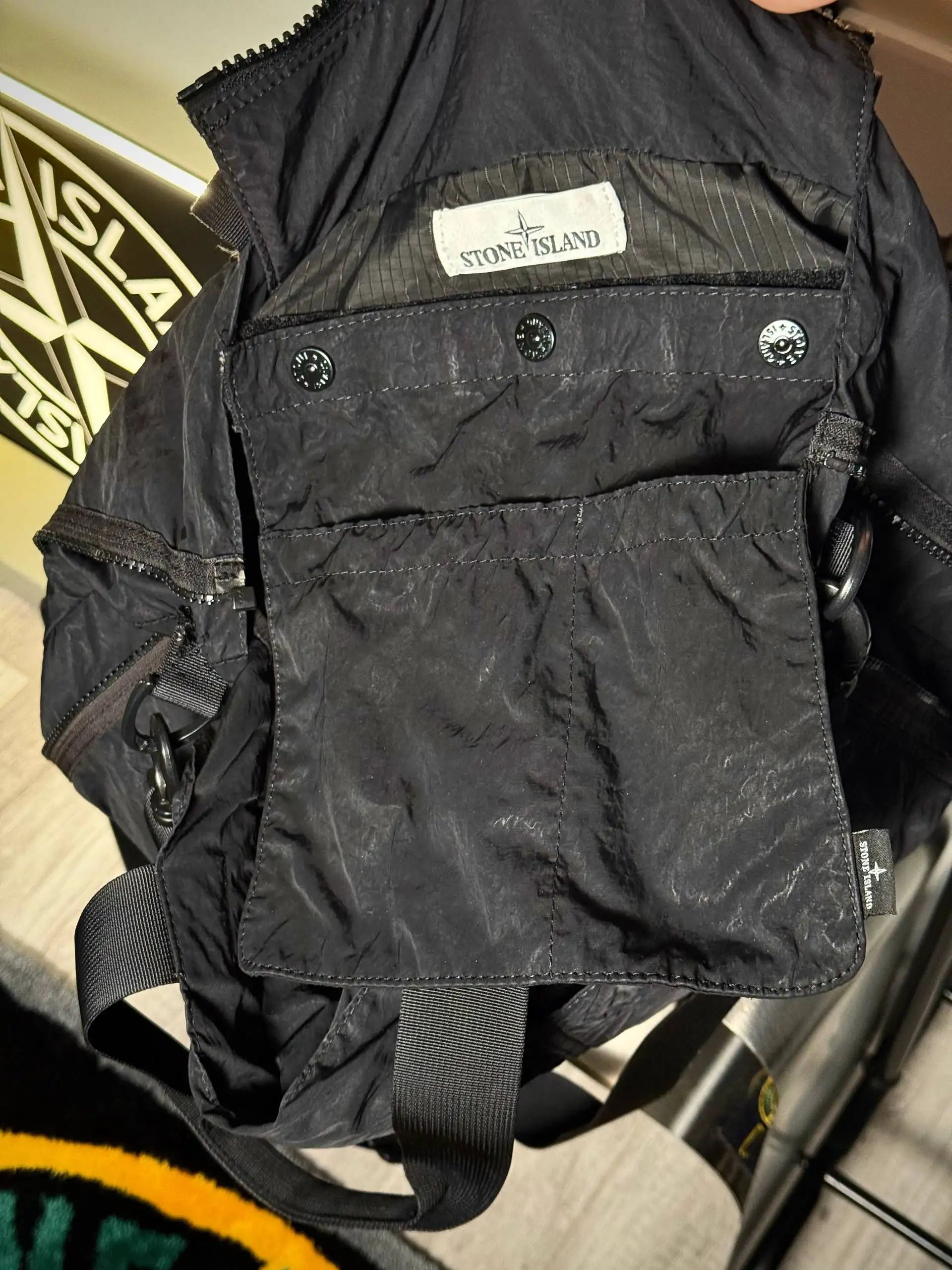 Stone Island Crinkled Nylon Satin Black Medium Tote - Сумки (Одежда) в Санкт-Петербург