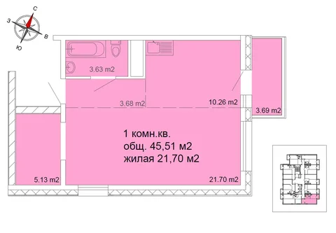 Просторная однокомнатная квартира с гардеробной в Улан-Удэ - Новостройки в Улан-Удэ