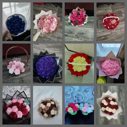 Эксклюзивный вечный букет из атласной ленты - Резьба по дереву/Рукоделие в Улан-Удэ