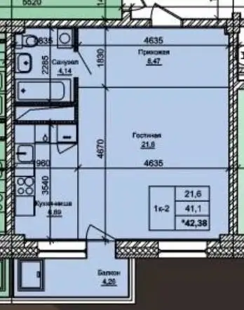 Квартира в ЖК 111 мкр, 42.38 кв.м, 12 этаж - Продажа квартир (Недвижимость) в Улан-Удэ