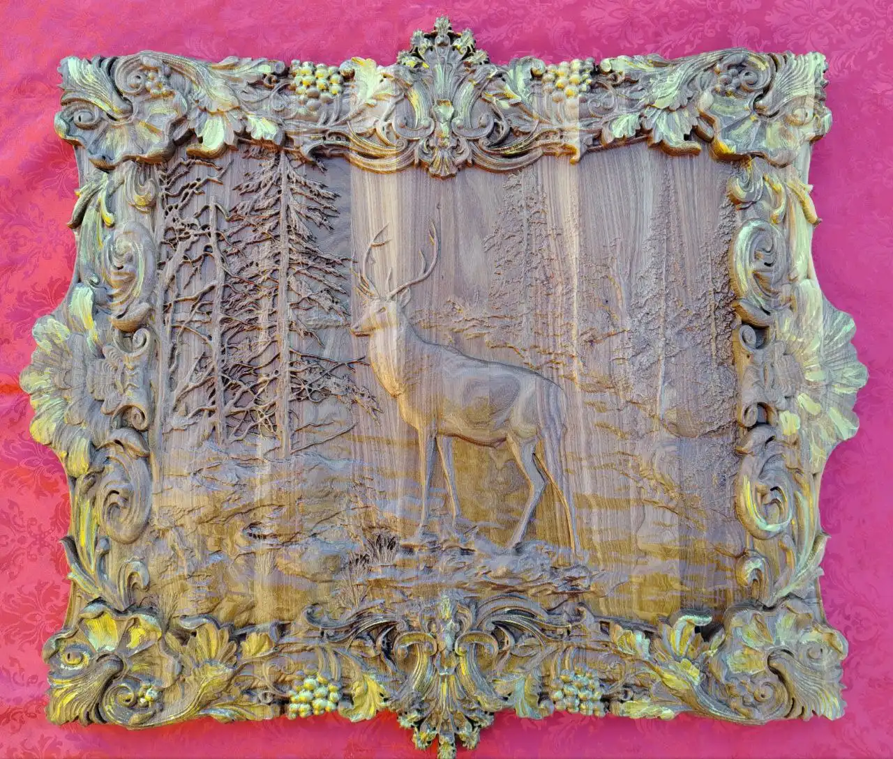 Декоративная картина-пано Марал из карагача