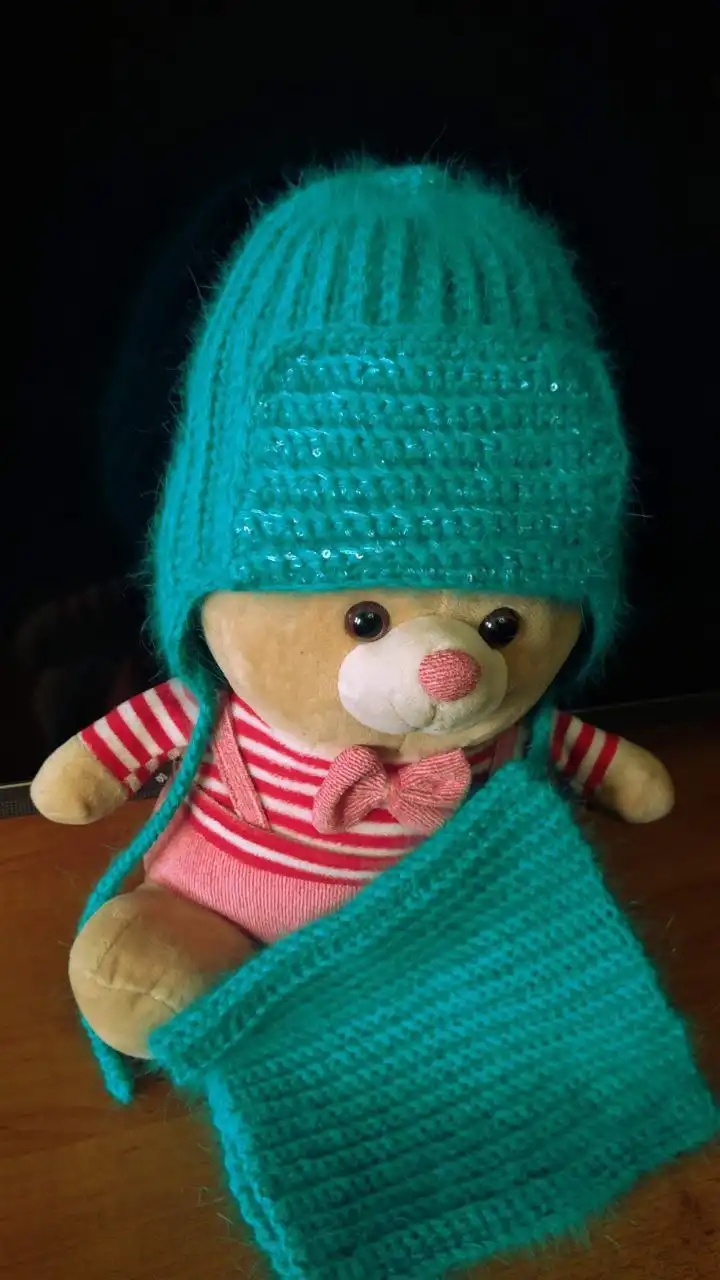 Шапочка с ушками и снуд из пуха норки для девочки 3-5 лет - Детская одежда (Одежда) в Чита