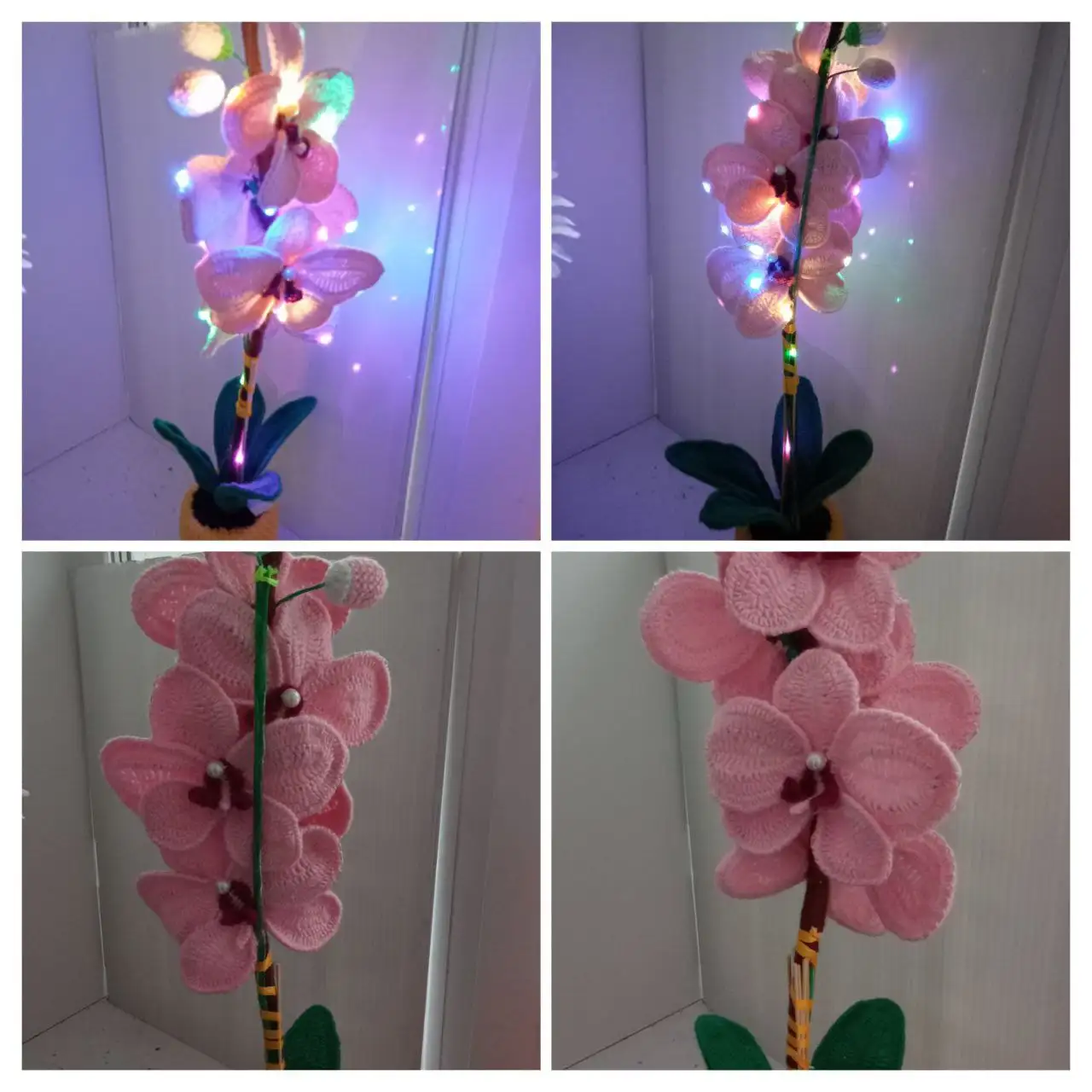 Ночник 'Орхидея' - беспроводной светильник из гипоаллергенной пряжи - Освещение (Для дома и дачи) в Чита