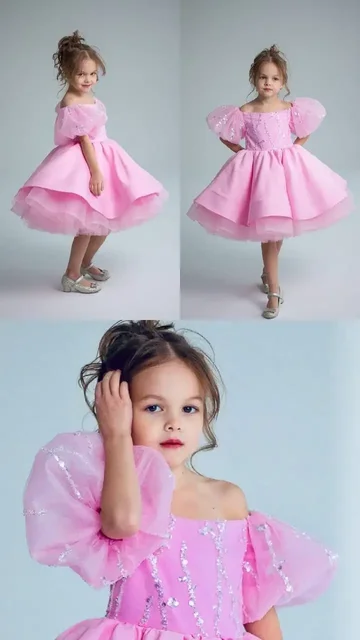 Платье принцессы нежно-розового цвета с пайетками и кружевом - Верхняя одежда, джинсы в Сургут