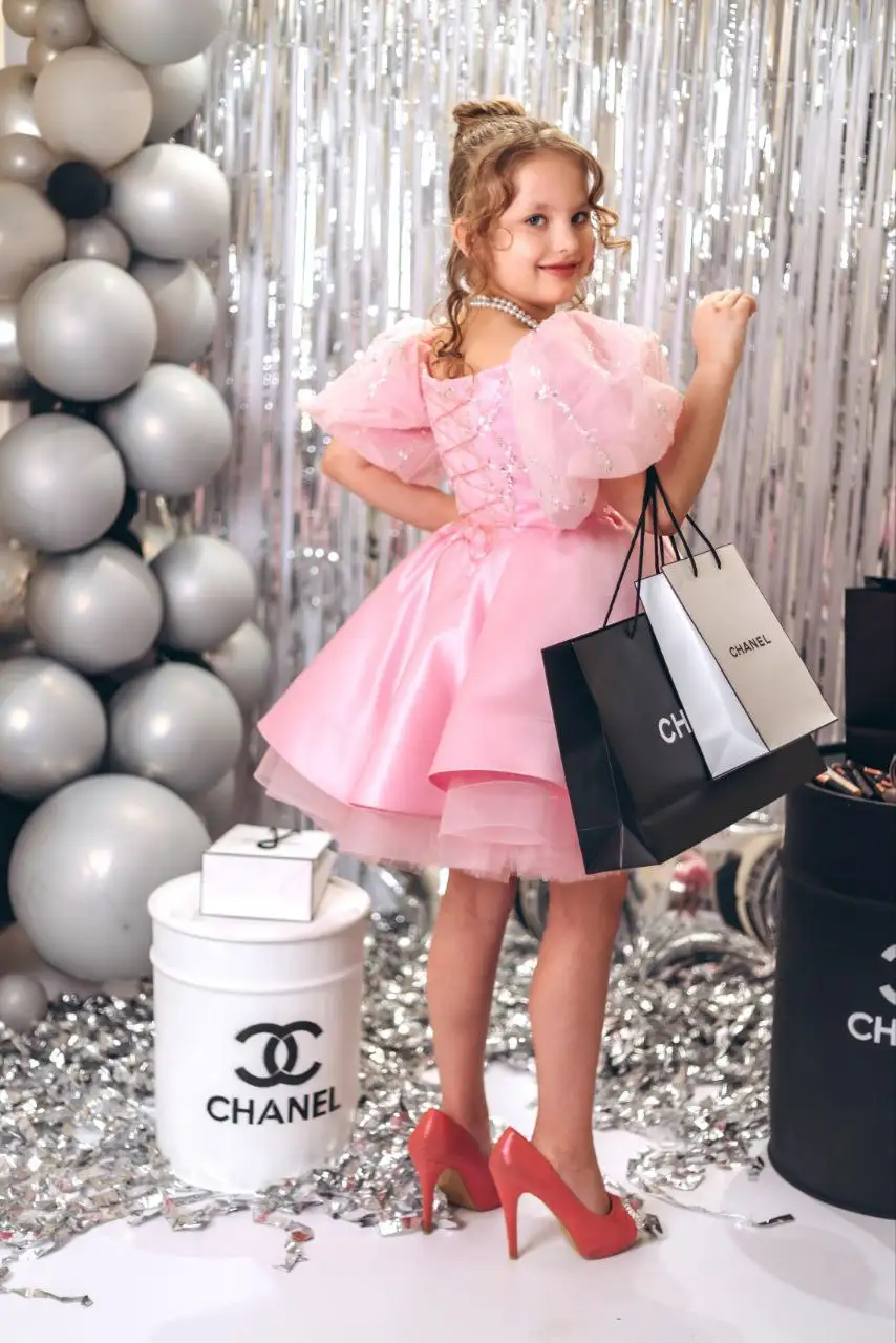 Платье принцессы нежно-розового цвета с пайетками и кружевом - Детская одежда (Одежда) в Сургут