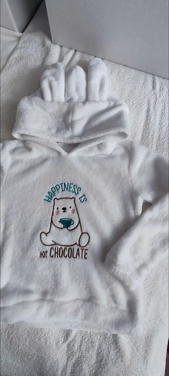 Новый белоснежный худи с вышивкой и капюшоном - Детская одежда (Одежда) в Сургут