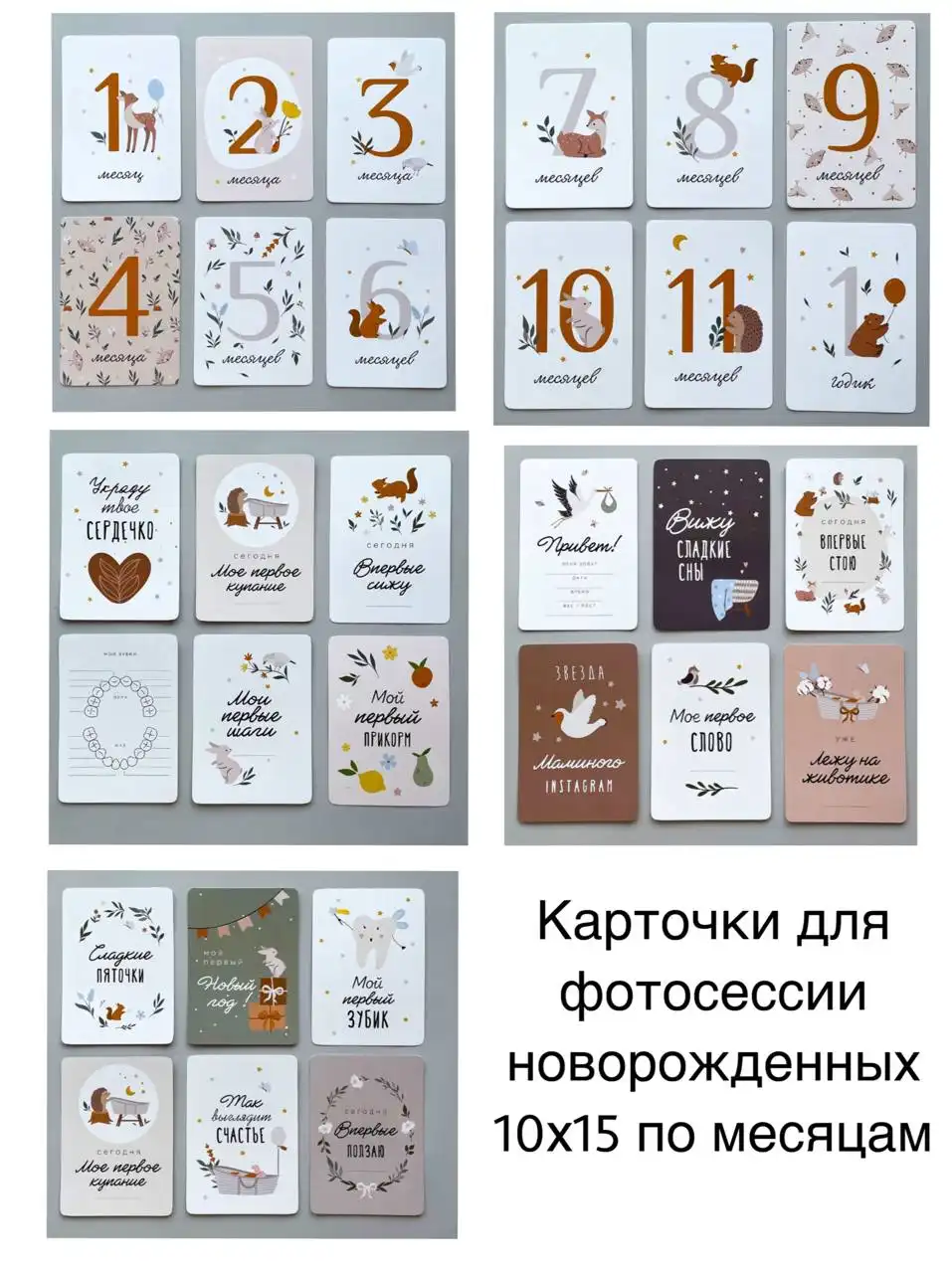 Карточки для фотосессии по месяцам