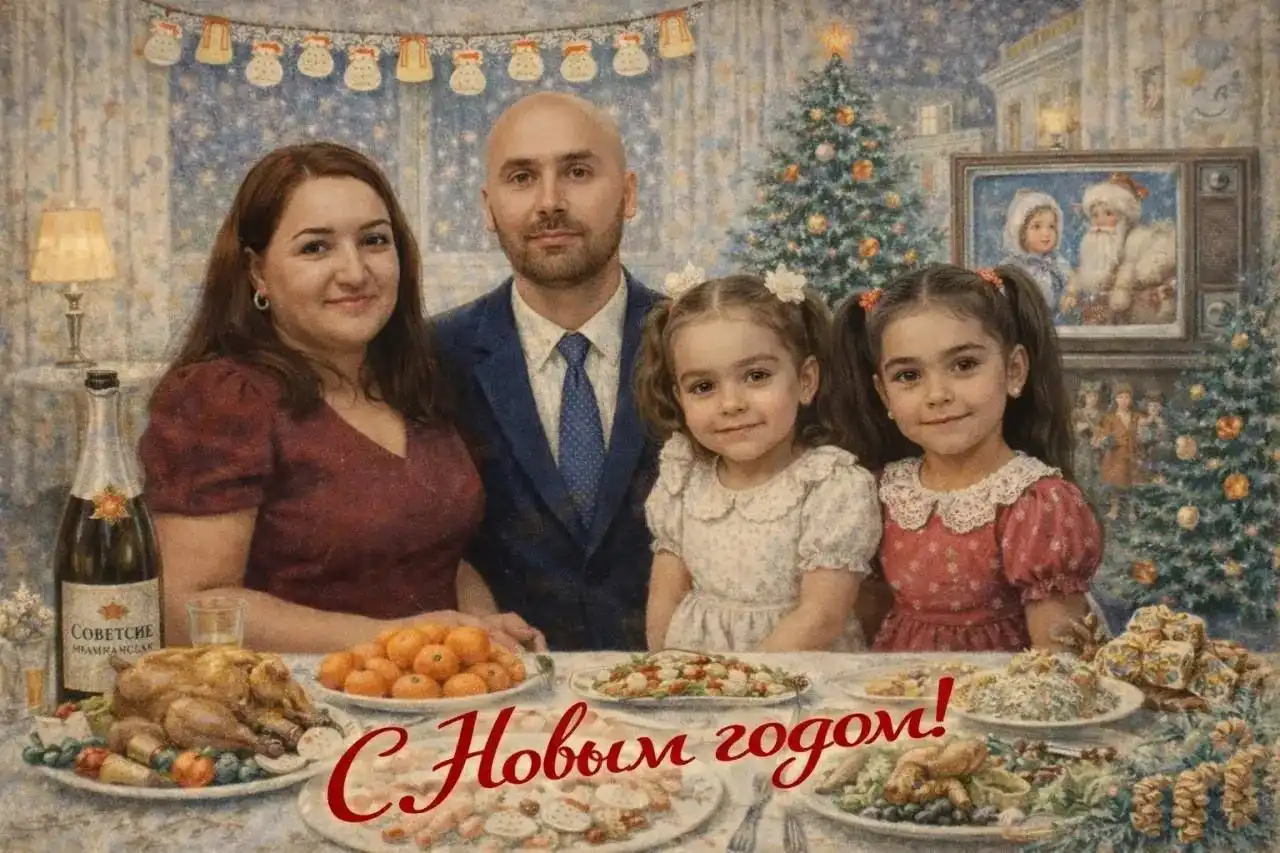 Винтажные новогодние открытки в стиле СССР на заказ