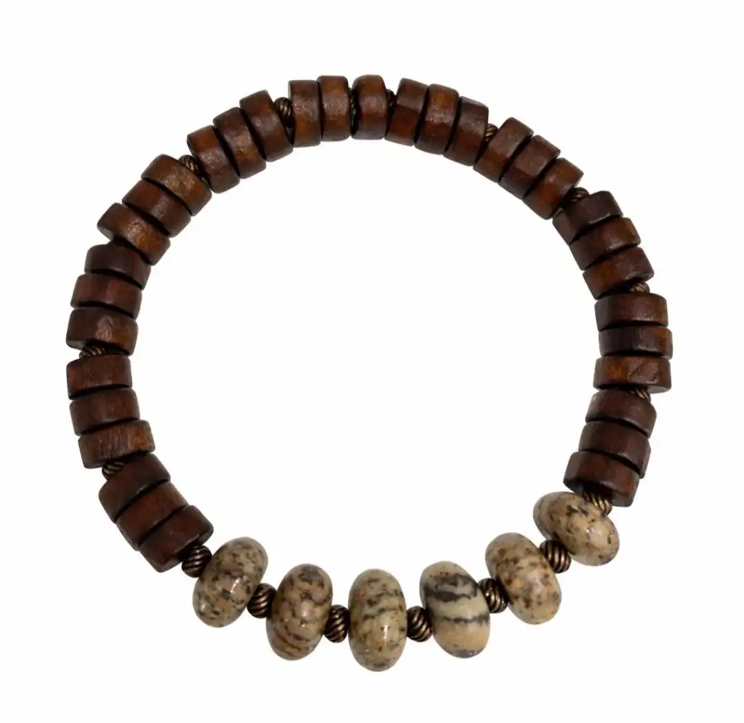 Мужской браслет из яшмы и деревянных бусин - Украшения (Хобби и отдых) в Энгельс