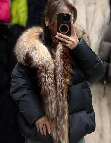 Пуховик натуральная лиса размер оверсайз - частное объявление в Иркутск