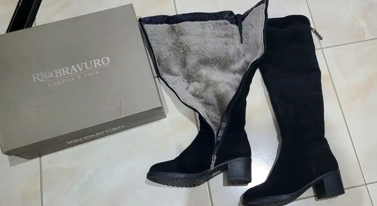 Зимние сапоги размер 36 из натурального велюра и меха