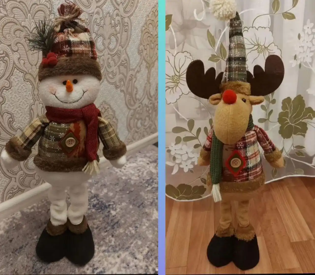 Новогодние снеговик и олень для фотосессии