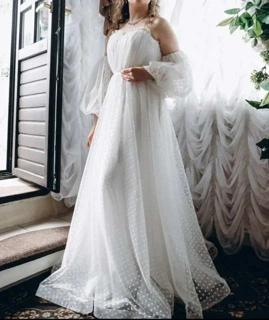 Свадебное платье молочного цвета из фатина с атласным подкладом - Свадебные платья в Тюмень