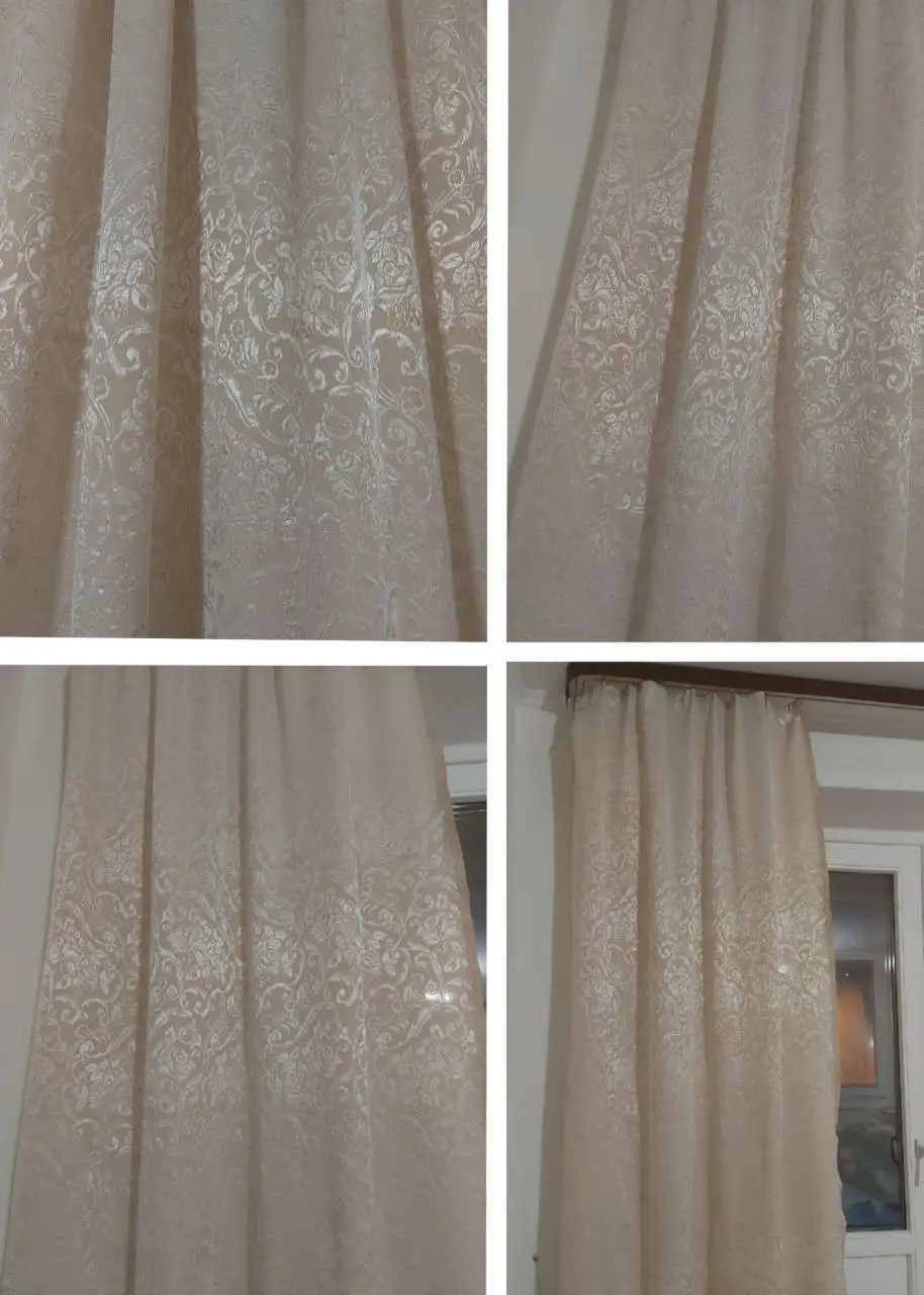Шторы с принтом, беж, 200x115 см - Шторы (Барахолка) в Тюмень